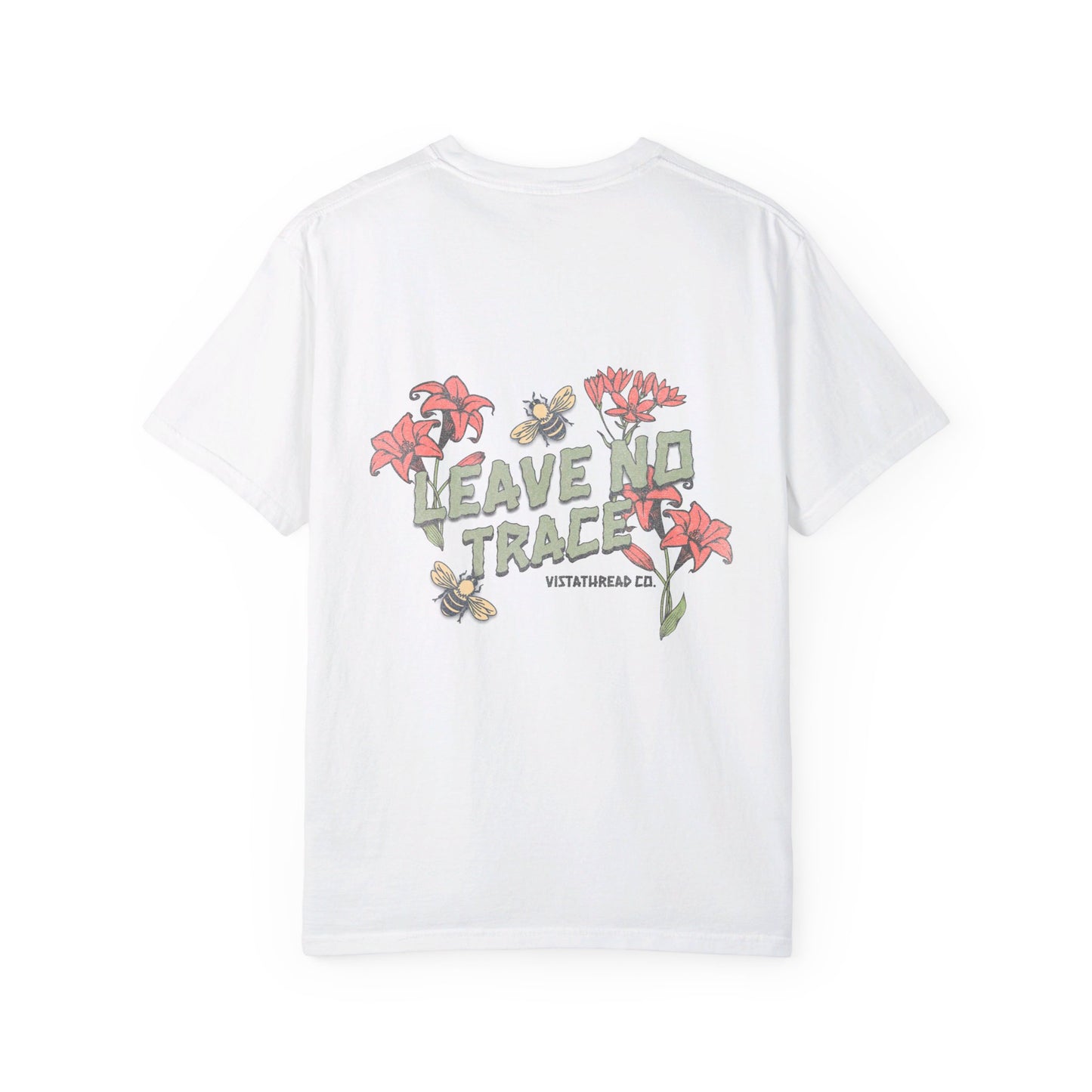 Vistathread Leave no trace wildflower T-shirt flat with white background