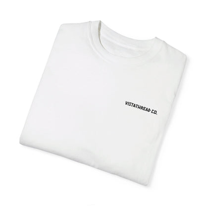 Vistathread Leave No Trace wildflower T-shirt front view folded with white background. 