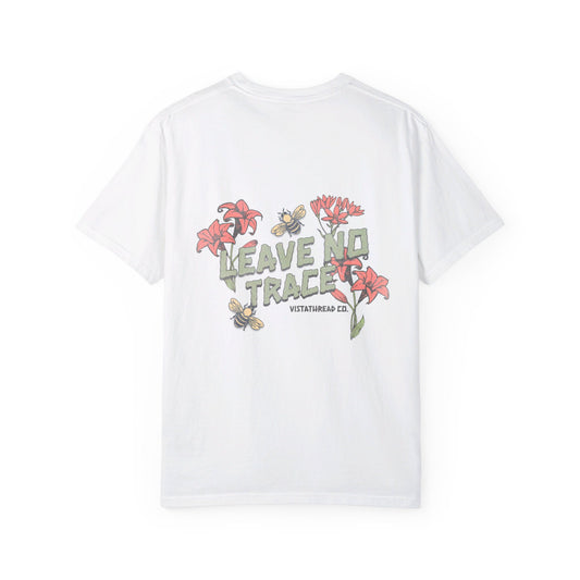 Vistathread Leave no trace wildflower T-shirt flat with white background